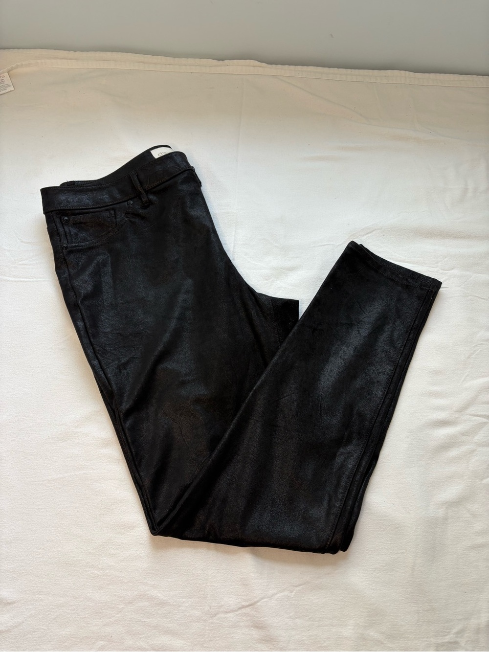 Chico's Black Coated Slim Fit Pants
